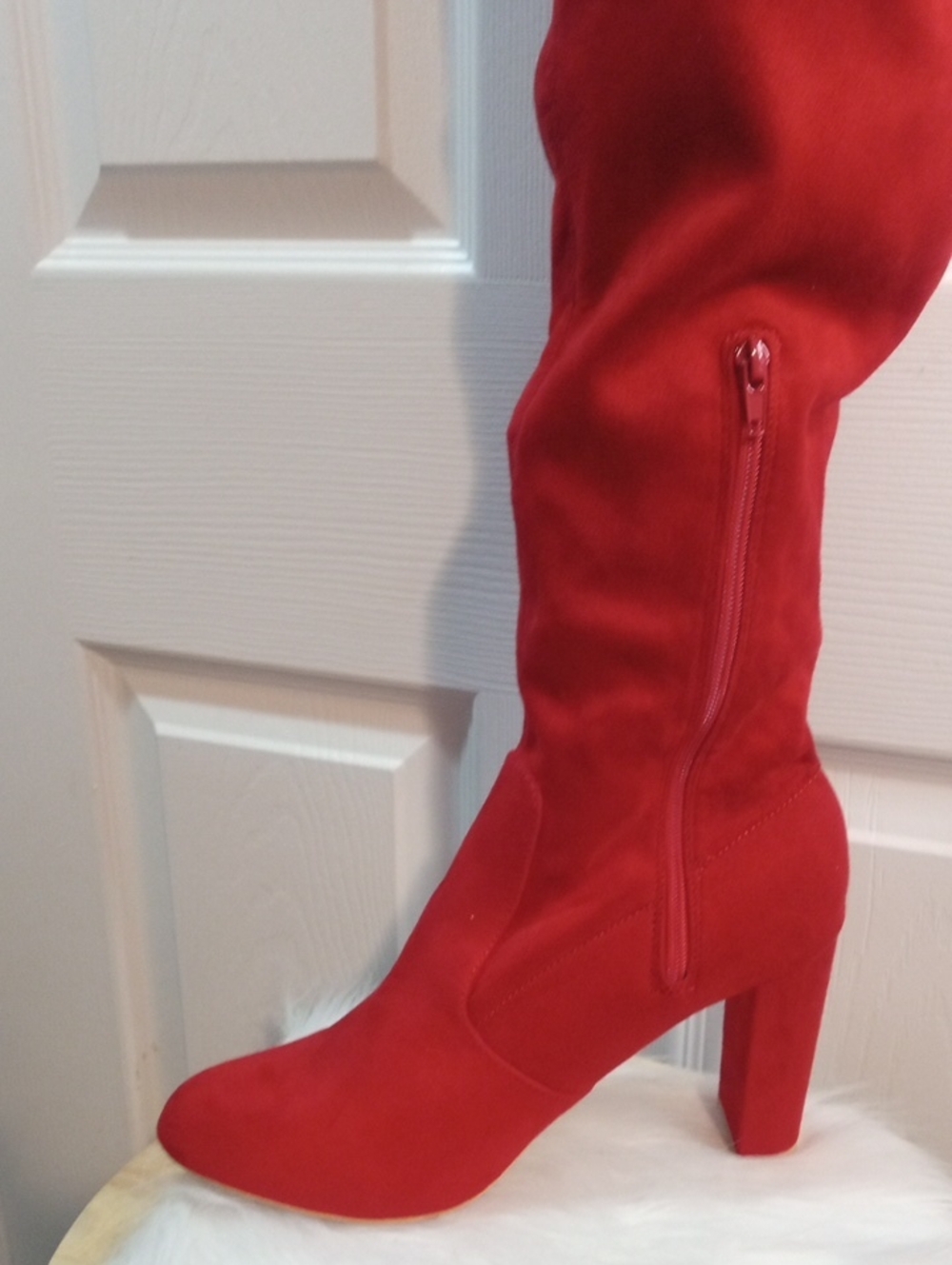 FASHION NOVA RED THIGH HIGH BOOTS - Picture 7 of 14
